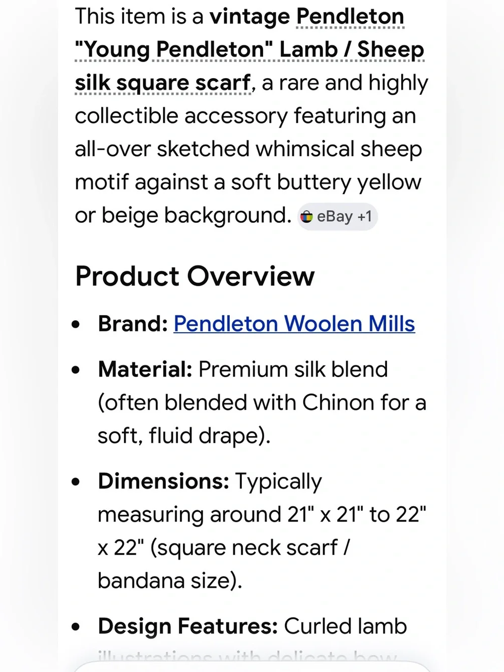 Pendleton Yellow Cream Silk Scarf with Little Lambs Print